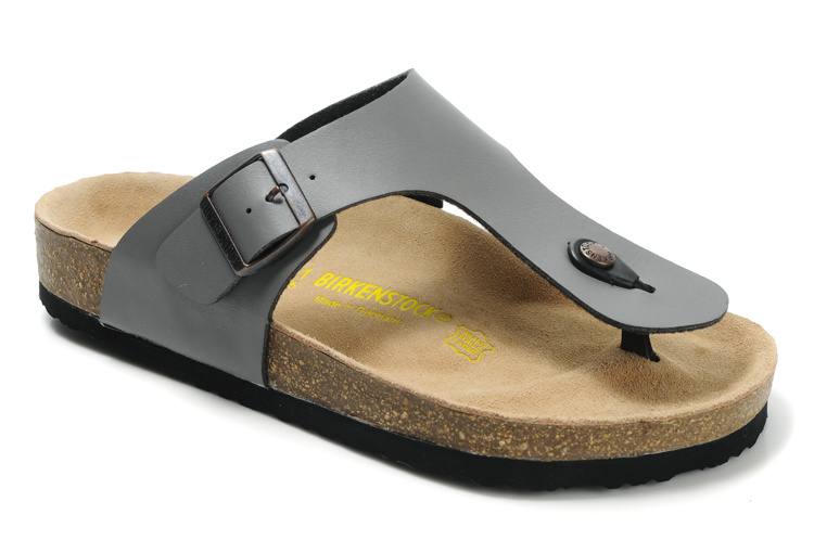 Birkenstock Gizeh Dark Grey Leather Sandals - Stylish and Comfortable Footwear