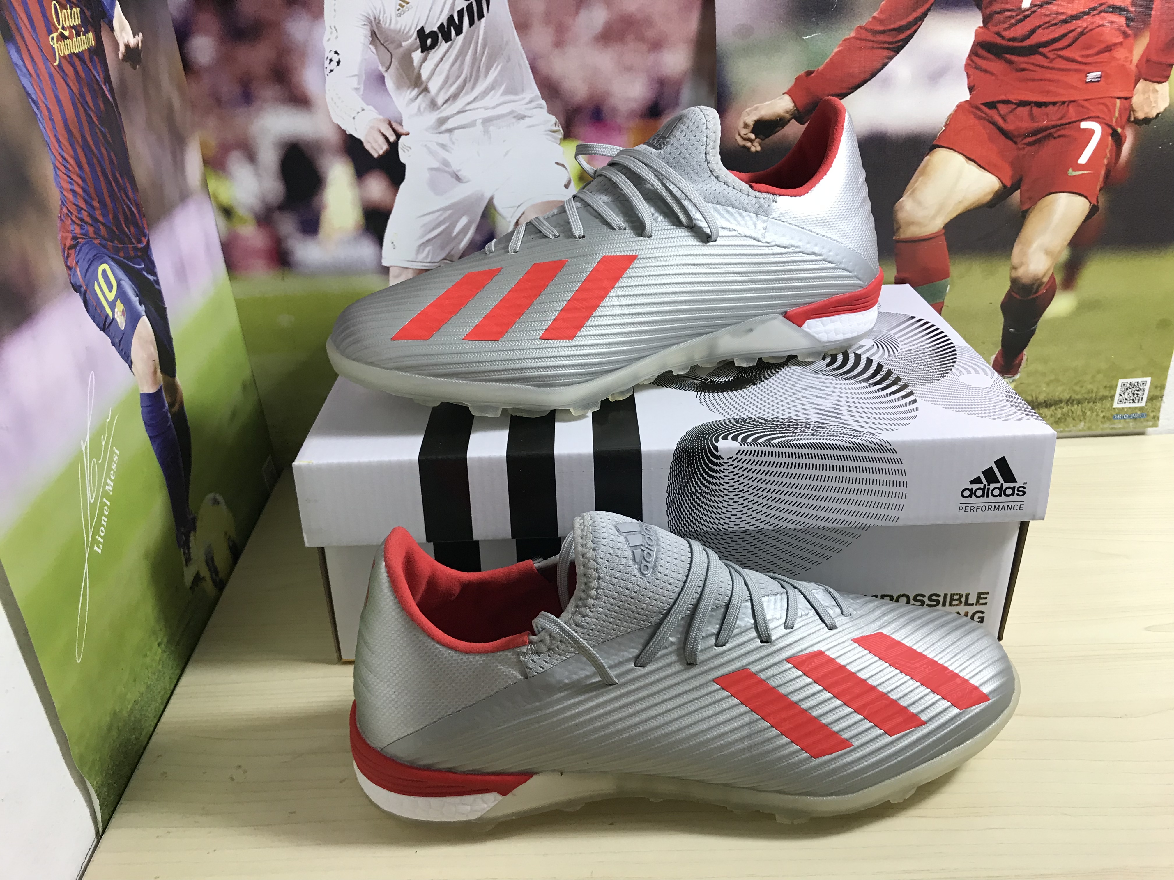 Adidas X 19.1 TF 302 Redirect Soccer Shoes - Silver Metallic Red G25752