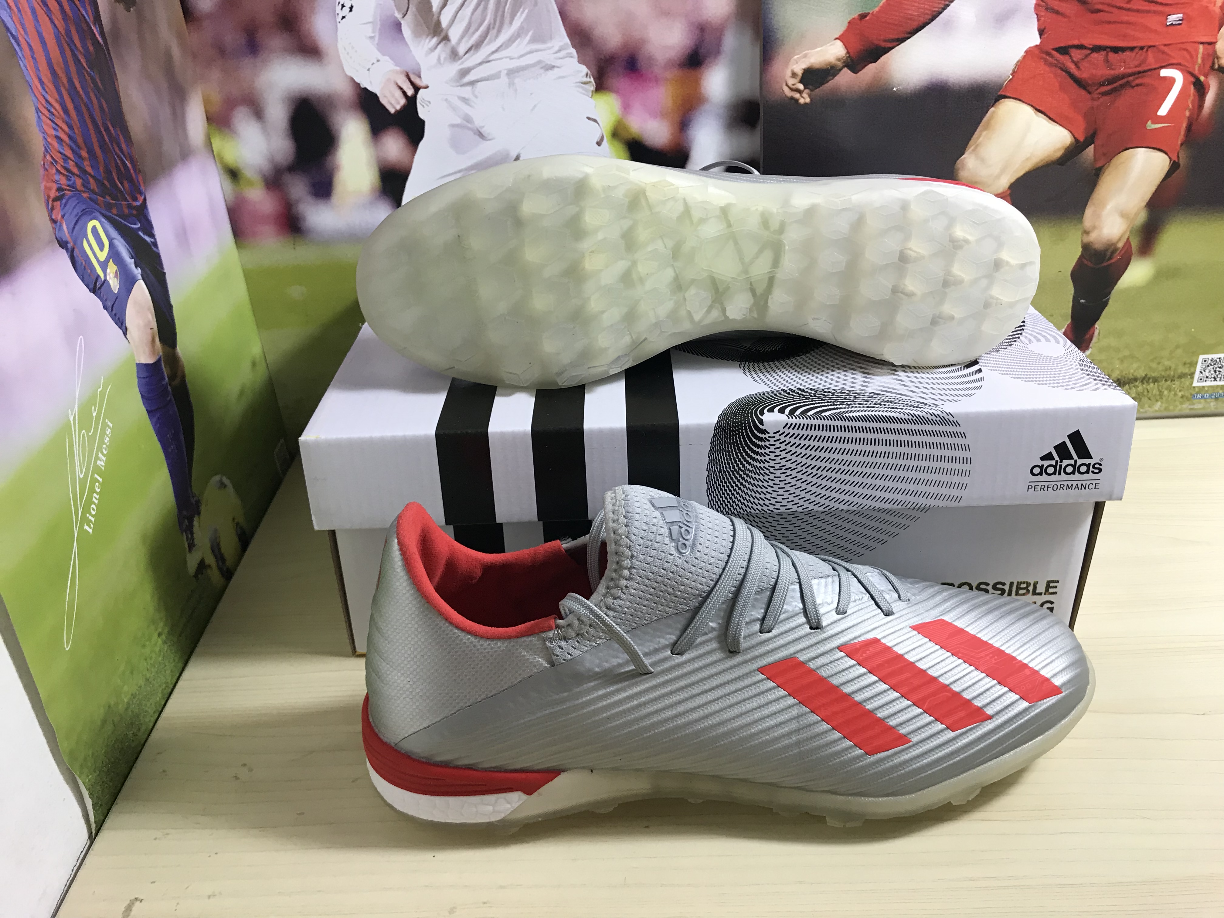 Adidas X 19.1 TF 302 Redirect Soccer Shoes - Silver Metallic Red G25752