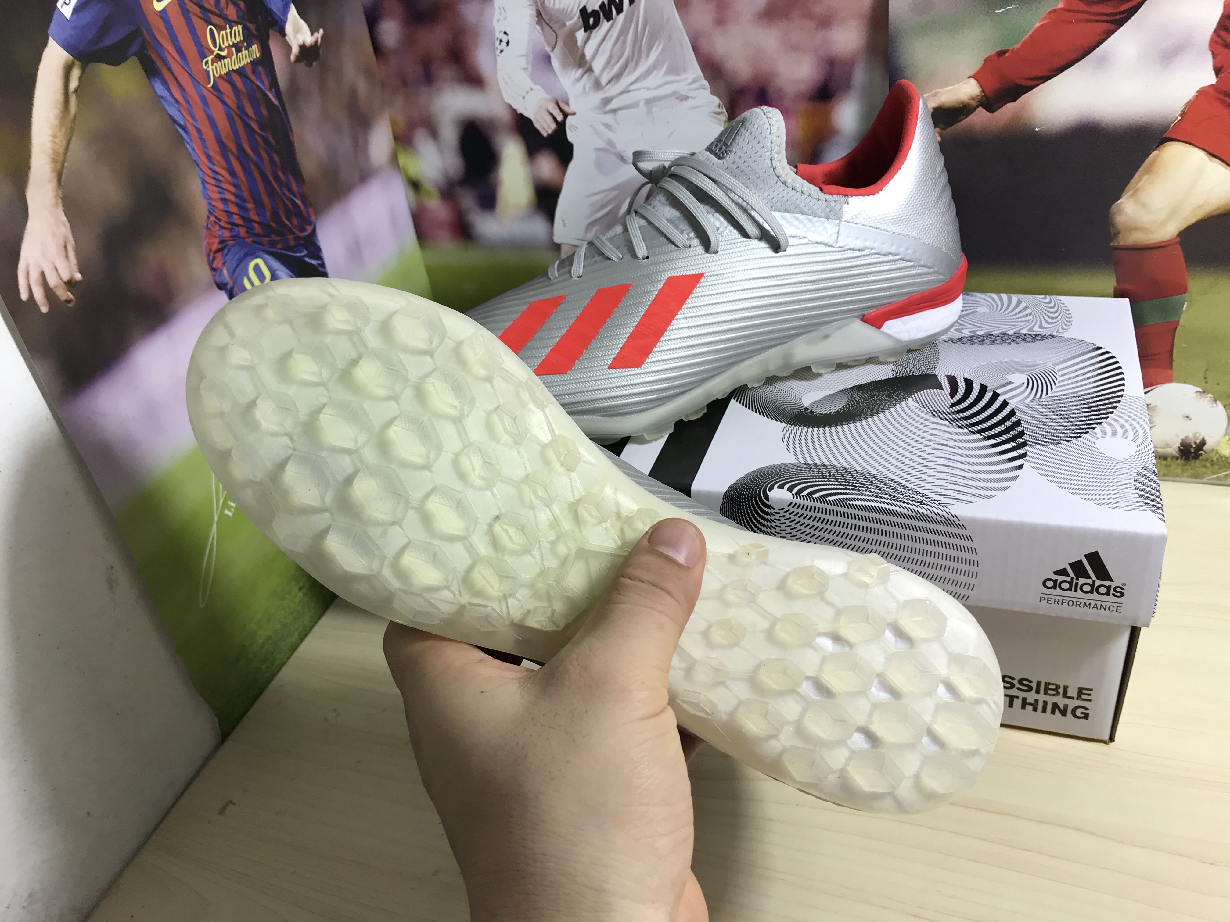Adidas X 19.1 TF 302 Redirect Soccer Shoes - Silver Metallic Red G25752