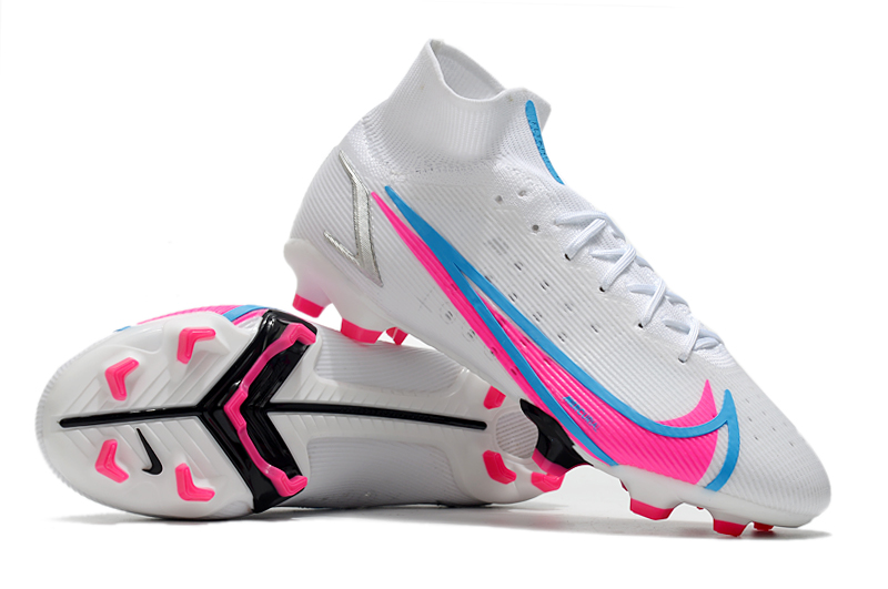 Nike Mercurial Superfly 8 Elite FG Soccer Cleats - White/Blue/Pink