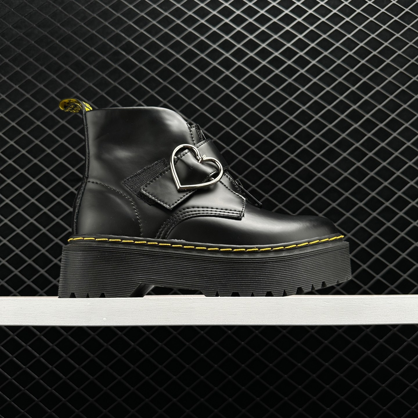 Dr. Martens x Lazy Oaf Heart Buckle Platform Boots – Edgy Black Style