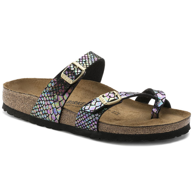 Shop Birkenstock Mayari Shiny Snake Black Multicolor Sandals - Trendy & Comfy Summer Footwear