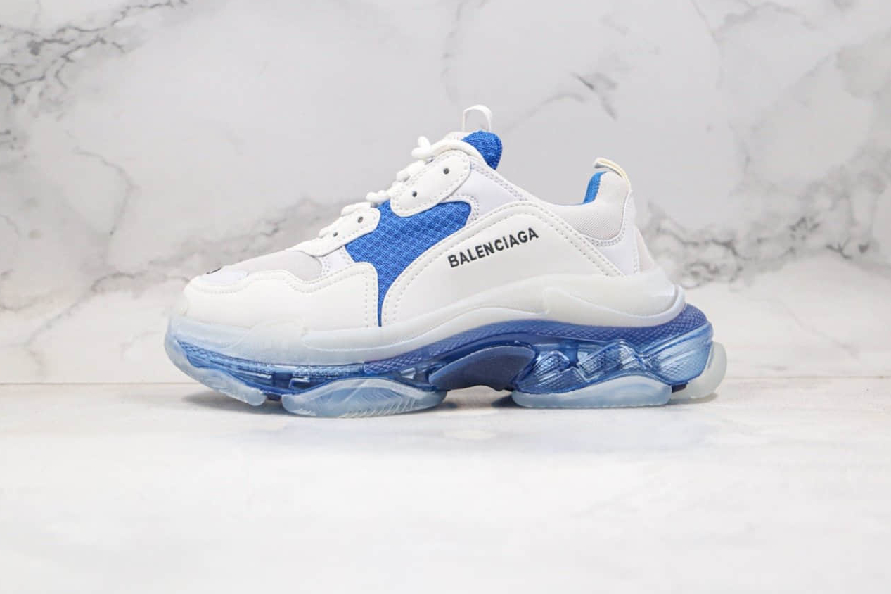 Balenciaga Triple S Clear Sole White Blue 544351W09ON9169 - Stylish and Comfy Sneakers