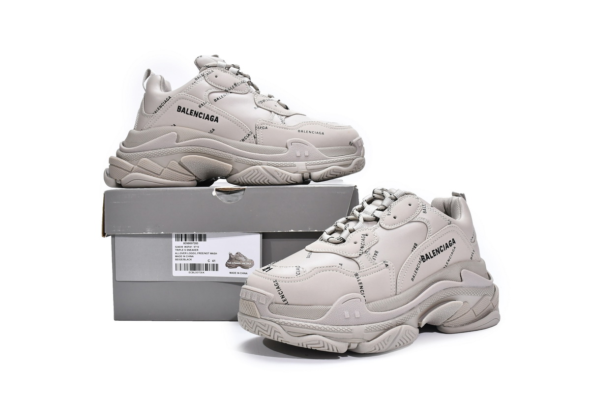Balenciaga Triple S Sneaker 'All Over Logo - Beige' 524039 W2FA1 9710 - Premium Designer Footwear