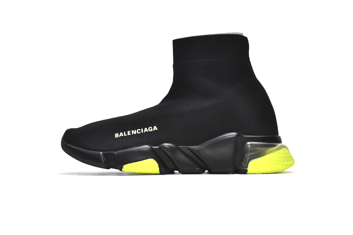 Balenciaga Speed Trainer Clear Sole Black Yellow Fluo 607544 W2DBW 1048 - Trendy Sneaker for Men