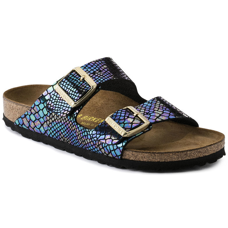 Birkenstock Arizona Shiny Snake Black Multi Sandals - Stylish and Comfortable!