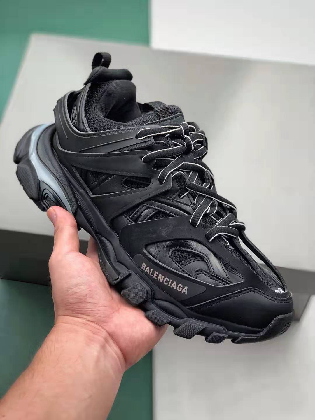 Balenciaga Track LED Sneaker 'Black' 555036 W2GB1 1000 - Premium Footwear for Fashion Enthusiasts.