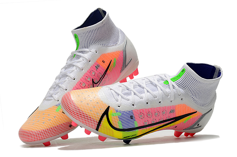 Nike Superfly 8 Elite AG Mid Pink Green Grey Soccer Cleats - Enhanced Performance for AG Surfaces