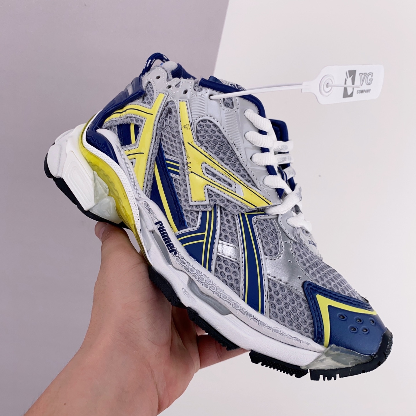 Balenciaga Runner White Blue Yellow Grey Black 677403W3RB59174 - Stylish and Trendy Footwear