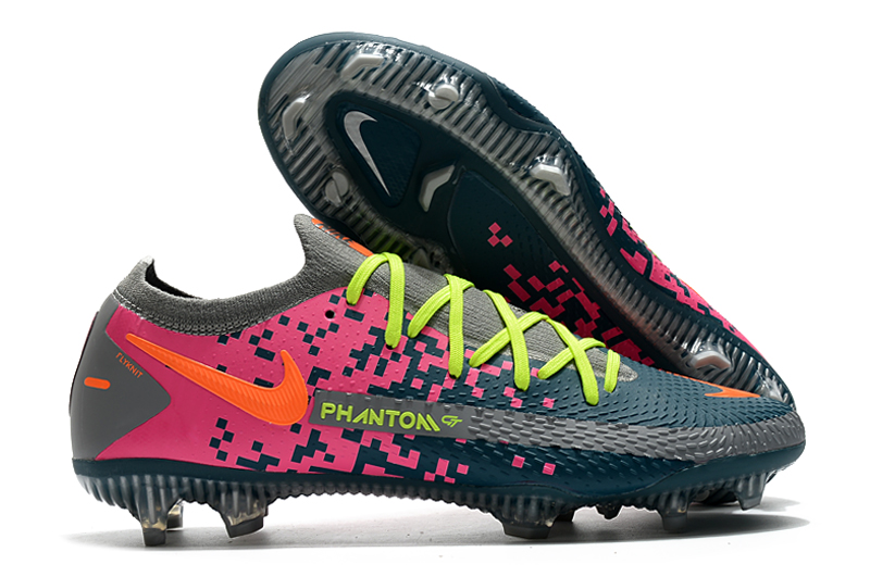 New 2021 Nike Phantom GT Elite FG Boots - Navy Gray Pink | Latest Performance Soccer Cleats
