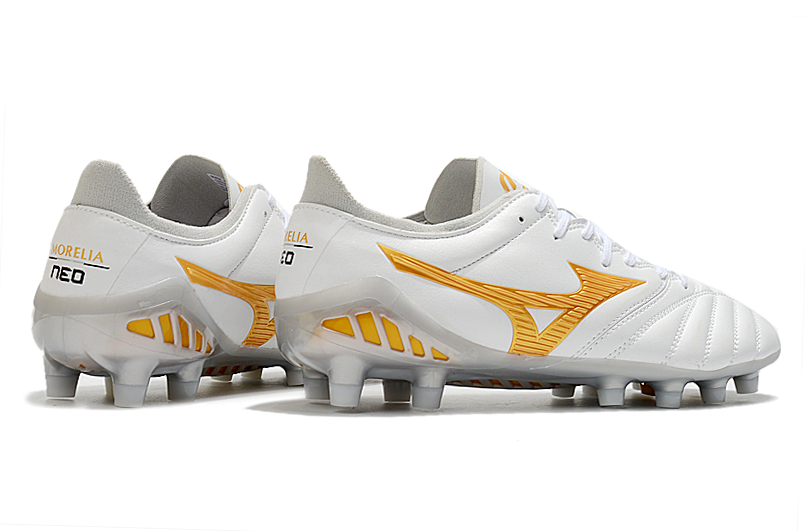 Mizuno Morelia Neo 3 FG White Gold Smoke Grey - Lightweight and Stylish Football Boots Mizuno Morelia Neo 3 FG White Gold Smoke Grey - Lightweight and Stylish Football Boots