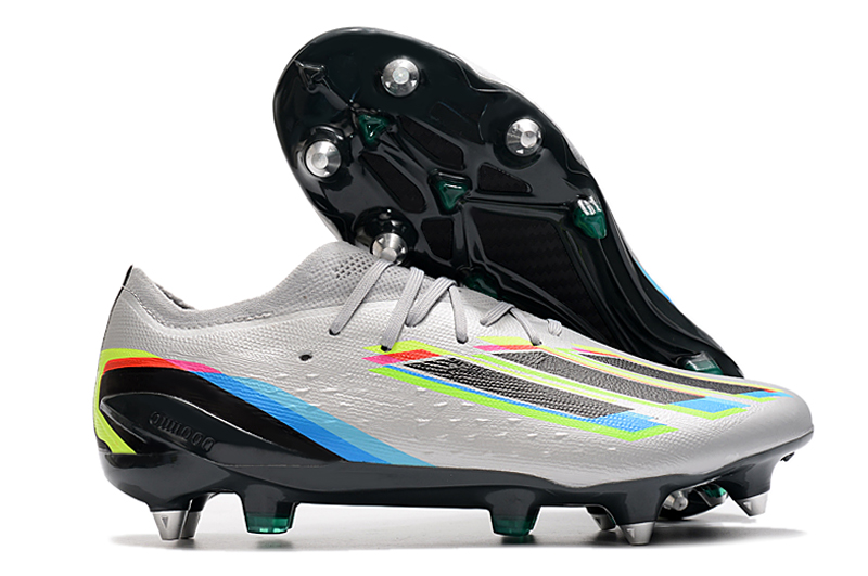 Adidas X Speedportal.1 SG Soccer Cleats - Beyond Fast Silver Metallic/Core Black/Solar Yellow