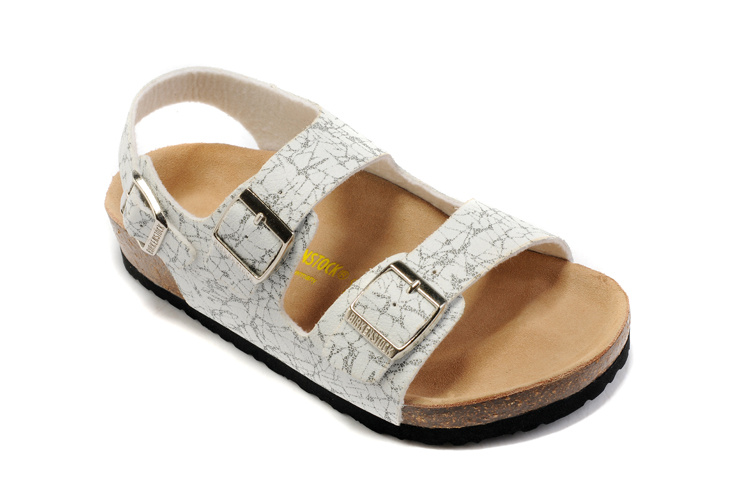 Birkenstock Milano Black and White Striped Sandals - Trendy and Comfortable Footwear