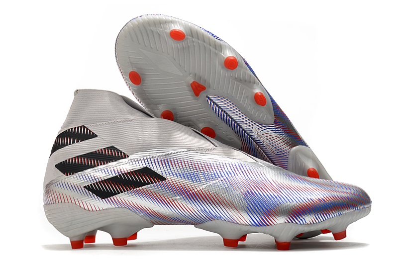 Adidas Nemeziz 19+ FG White Black Silver Bright Crimson - Premium Soccer Cleats