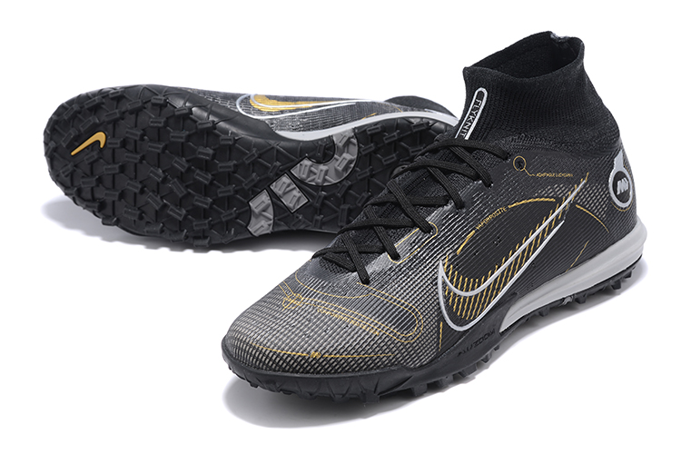 Nike Mercurial Superfly 8 'Shadow' Elite Turf Cleats - Black/Gold/Silver