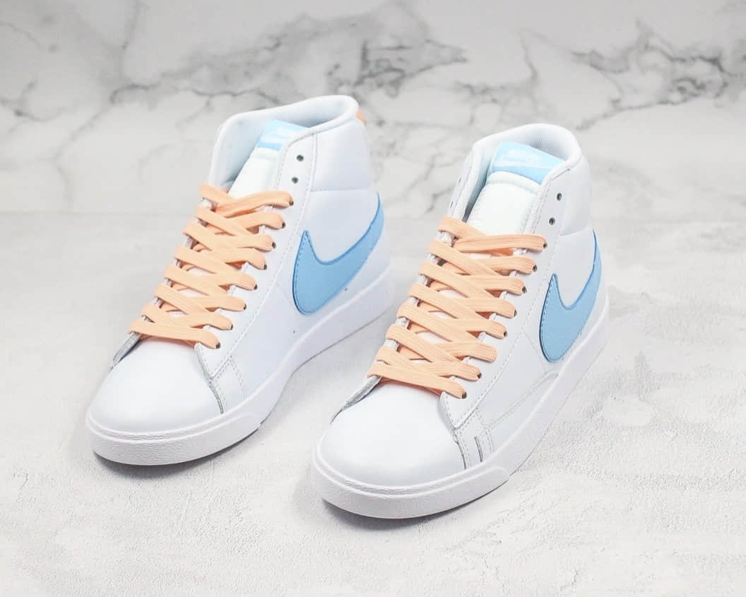 Nike Blazer Mid Vintage Suede White Psychic Blue Sunset Haze 917862 604 - Premium Retro Sneakers
