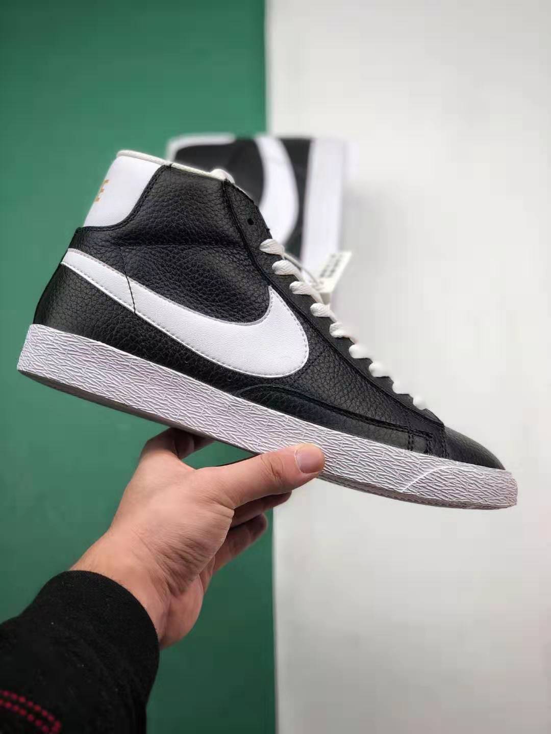 Nike SB Blazer Mid Leather Vintage Black 525366-002 Running Shoes