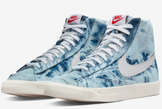 Nike Blazer Mid WMNS 'Washed Denim' Multi-Color/Sail-Habanero Red-White | DV2182-900