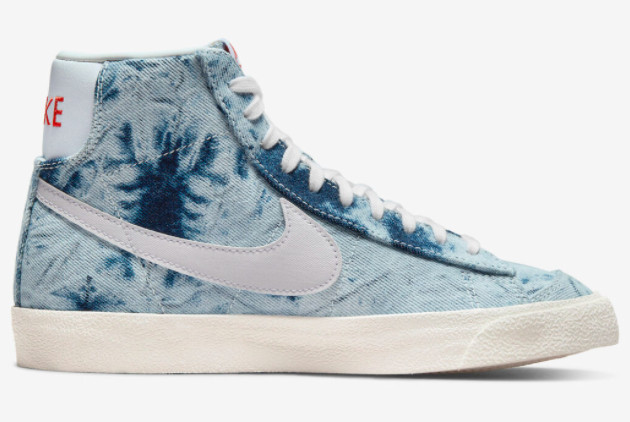 Nike Blazer Mid WMNS 'Washed Denim' Multi-Color/Sail-Habanero Red-White | DV2182-900