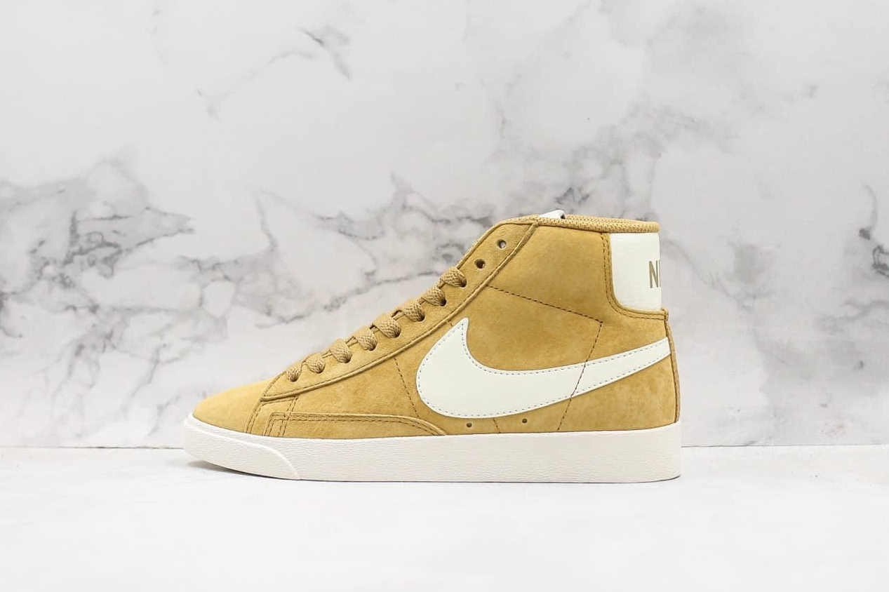 Nike Blazer Mid 77 Suede Vintage Elemental Gold Sail Black 917862 700 - Retro Sneakers for Stylish Comfort