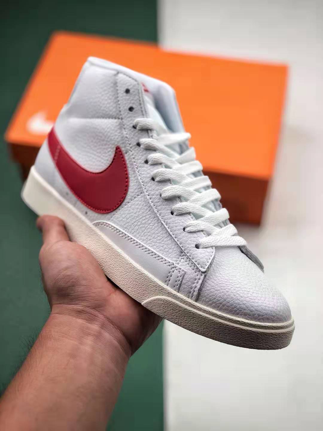 Nike Blazer Mid Vintage Suede White Gym Red Sail AV9376 105- Premium Sneakers for a Classic Look
